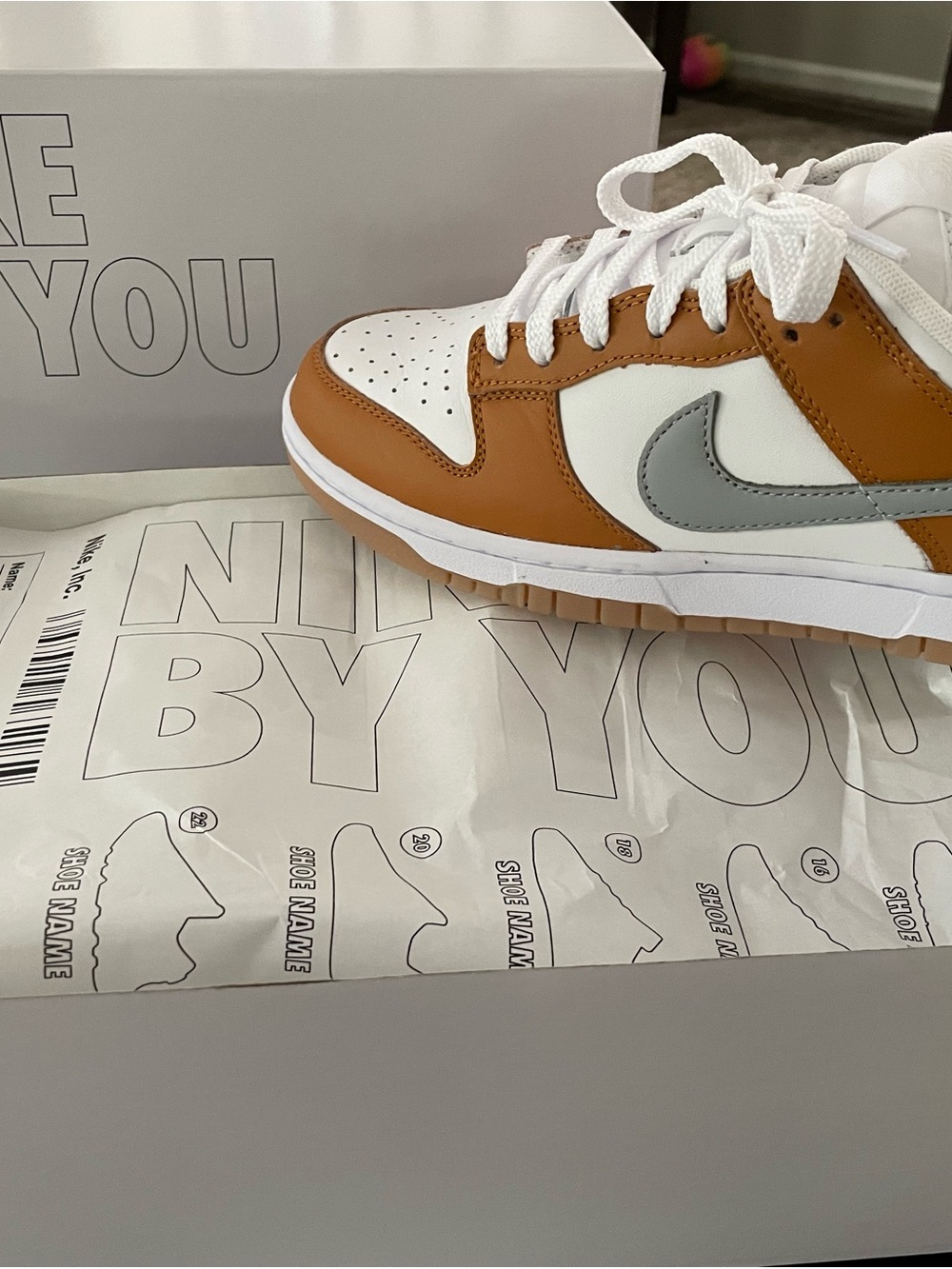 Nike Dunk Low by You White, Monarch & Gray Low-Top